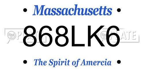 868LK6 Massachusetts License Plate