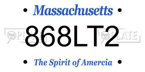 868LT2 Massachusetts License Plate