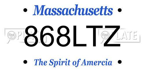 868LTZ Massachusetts License Plate