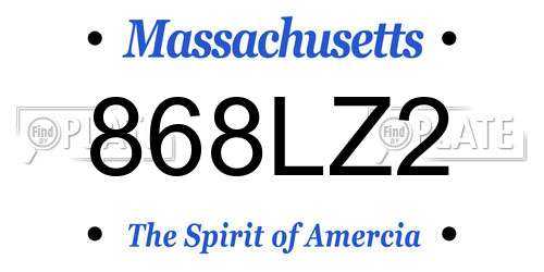 868LZ2 Massachusetts License Plate