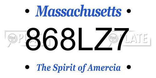 868LZ7 Massachusetts License Plate