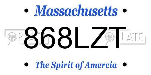 868LZT Massachusetts License Plate