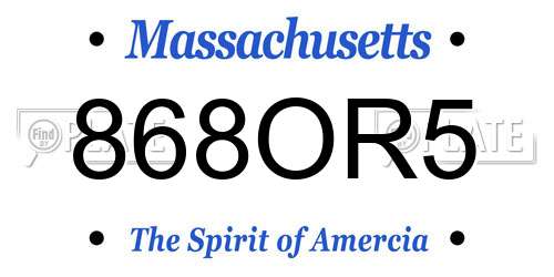 868OR5 Massachusetts License Plate