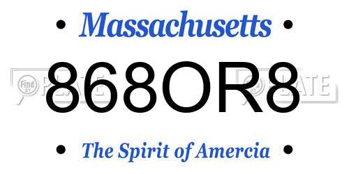 868OR8 Massachusetts License Plate