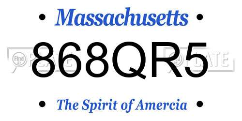 868QR5 Massachusetts License Plate