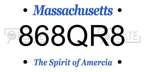 868QR8 Massachusetts License Plate