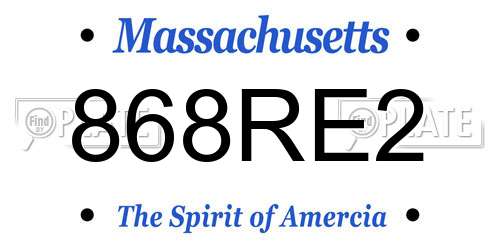 868RE2 Massachusetts License Plate