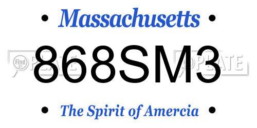 868SM3 Massachusetts License Plate