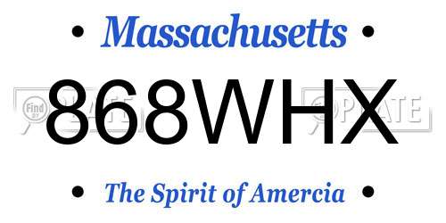 868WHX Massachusetts License Plate