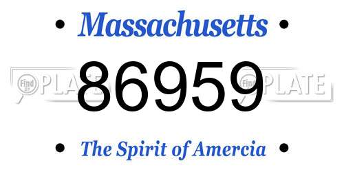 86959 Massachusetts License Plate