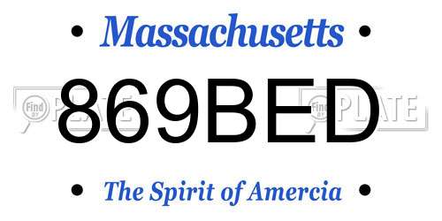 869BED Massachusetts License Plate