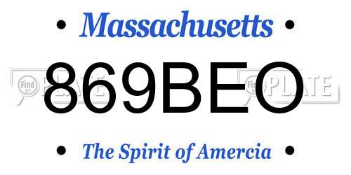 869BEO Massachusetts License Plate