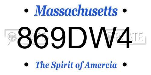 869DW4 Massachusetts License Plate