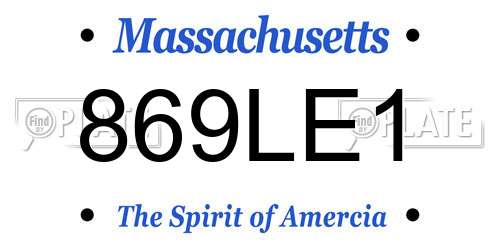 869LE1 Massachusetts License Plate