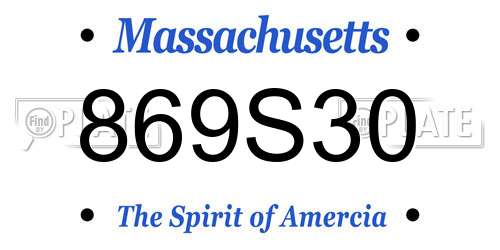 869S30 Massachusetts License Plate