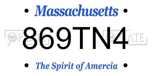 869TN4 Massachusetts License Plate