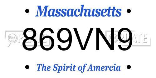 869VN9 Massachusetts License Plate