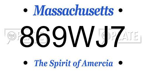 869WJ7 Massachusetts License Plate