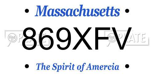 869XFV Massachusetts License Plate