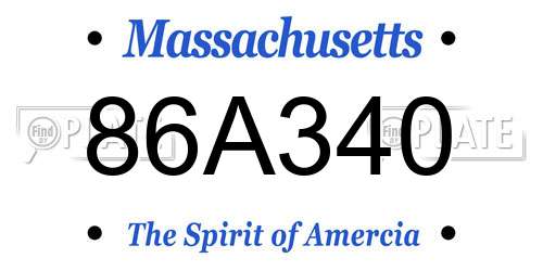 86A340 Massachusetts License Plate