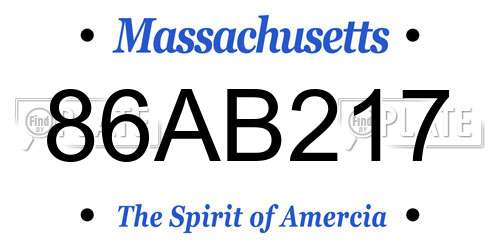 86AB217 Massachusetts License Plate
