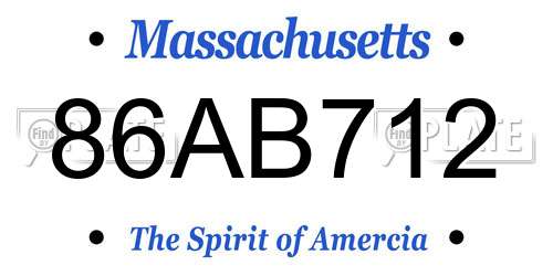 86AB712 Massachusetts License Plate