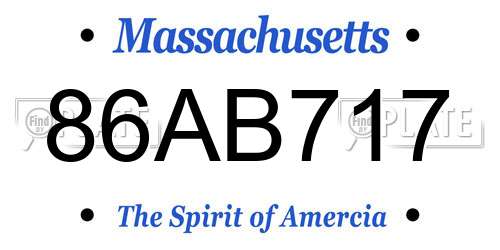 86AB717 Massachusetts License Plate