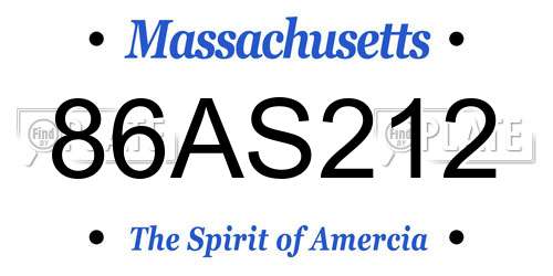 86AS212 Massachusetts License Plate