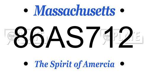 86AS712 Massachusetts License Plate
