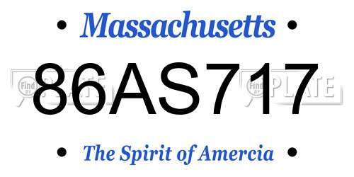 86AS717 Massachusetts License Plate