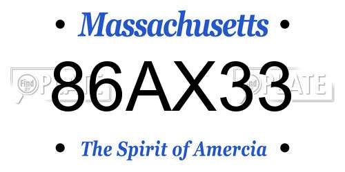 86AX33 Massachusetts License Plate