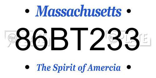 86BT233 Massachusetts License Plate