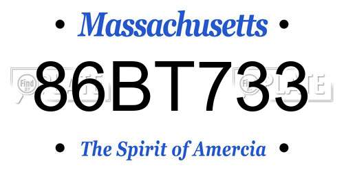 86BT733 Massachusetts License Plate