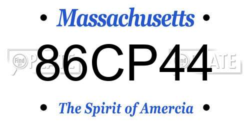 86CP44 Massachusetts License Plate