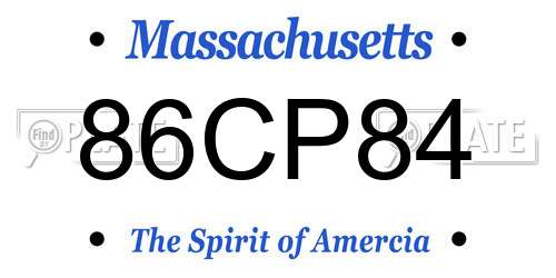86CP84 Massachusetts License Plate