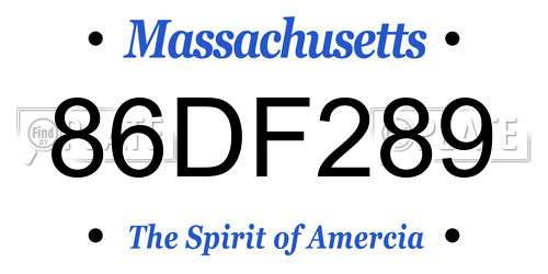 86DF289 Massachusetts License Plate