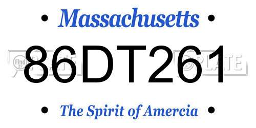 86DT261 Massachusetts License Plate