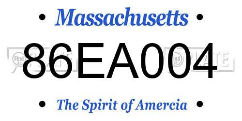 86EA004 Massachusetts License Plate
