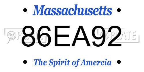 86EA92 Massachusetts License Plate
