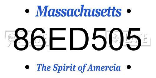 86ED505 Massachusetts License Plate