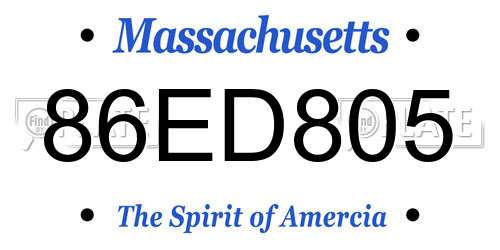 86ED805 Massachusetts License Plate
