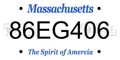 86EG406 Massachusetts License Plate