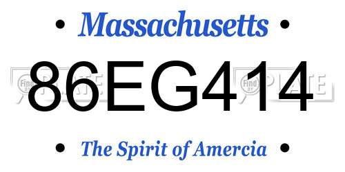 86EG414 Massachusetts License Plate