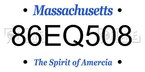 86EQ508 Massachusetts License Plate