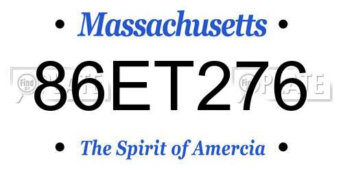 86ET276 Massachusetts License Plate