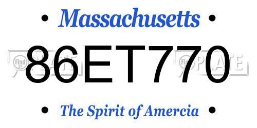 86ET770 Massachusetts License Plate
