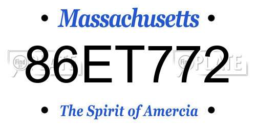 86ET772 Massachusetts License Plate