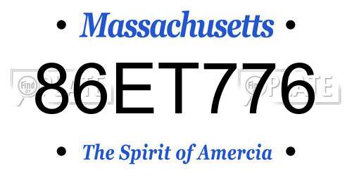 86ET776 Massachusetts License Plate