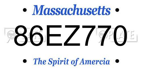 86EZ770 Massachusetts License Plate