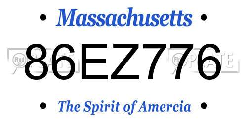 86EZ776 Massachusetts License Plate